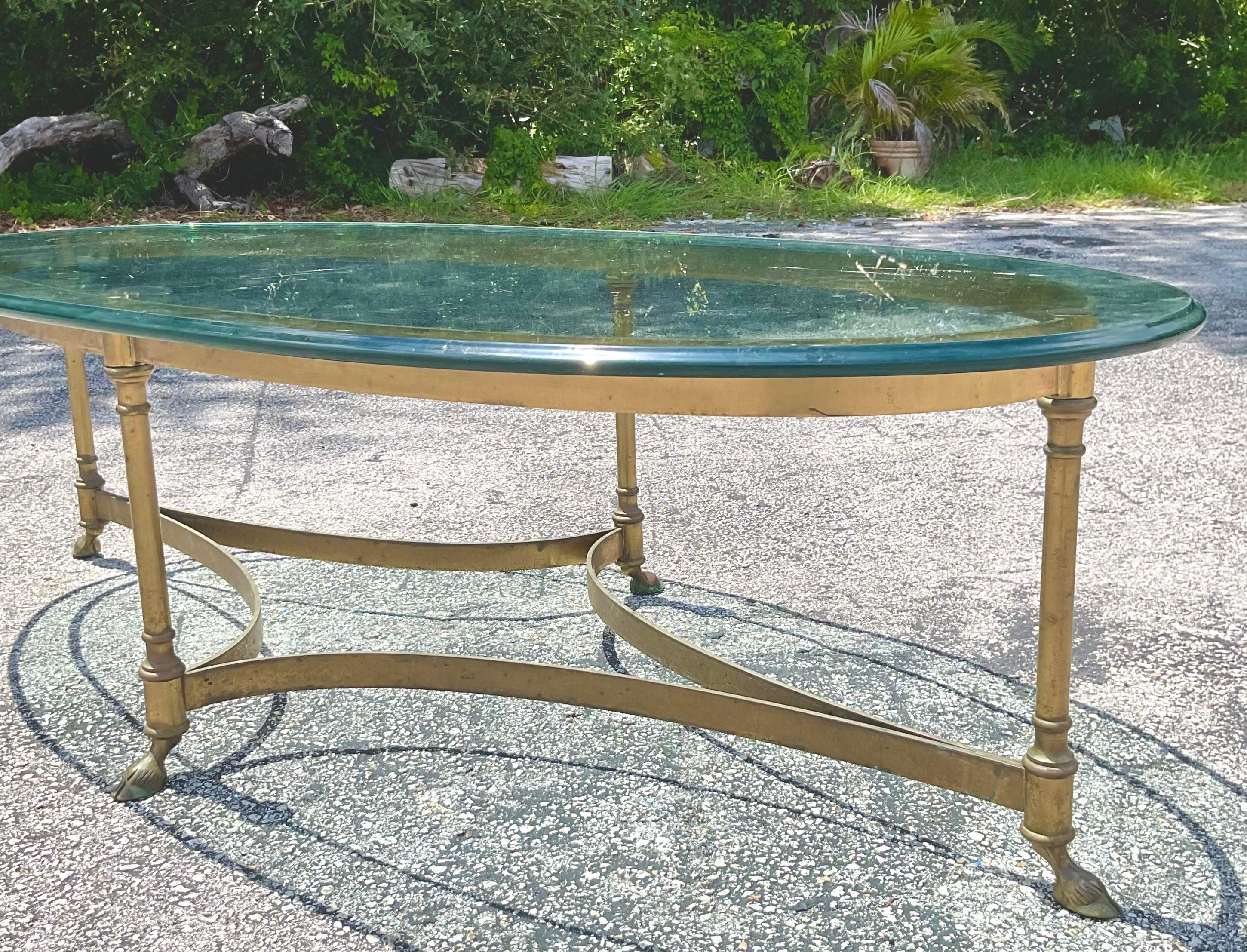 Vintage Regency Oval Brass Claw Foot Coffee Table 4
