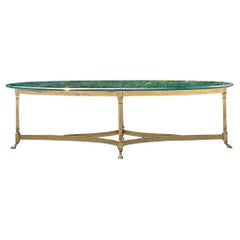 Vintage Regency Oval Brass Claw Foot Coffee Table