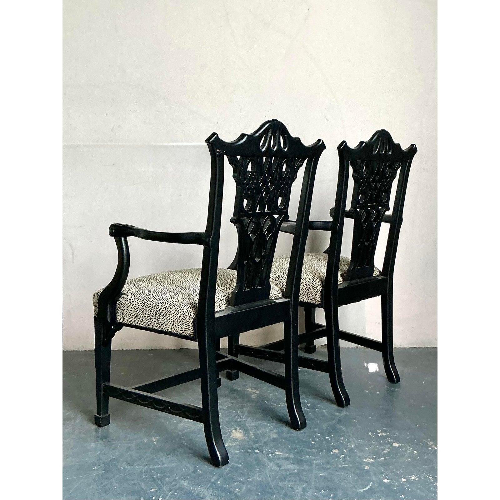 Paire de chaises à bras pagodes Vintage Regency en vente 5