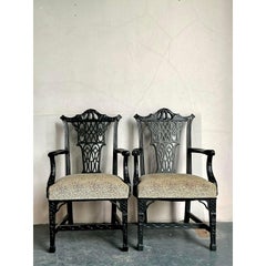 Vintage Regency Pagoda Arm Chairs - A Pair