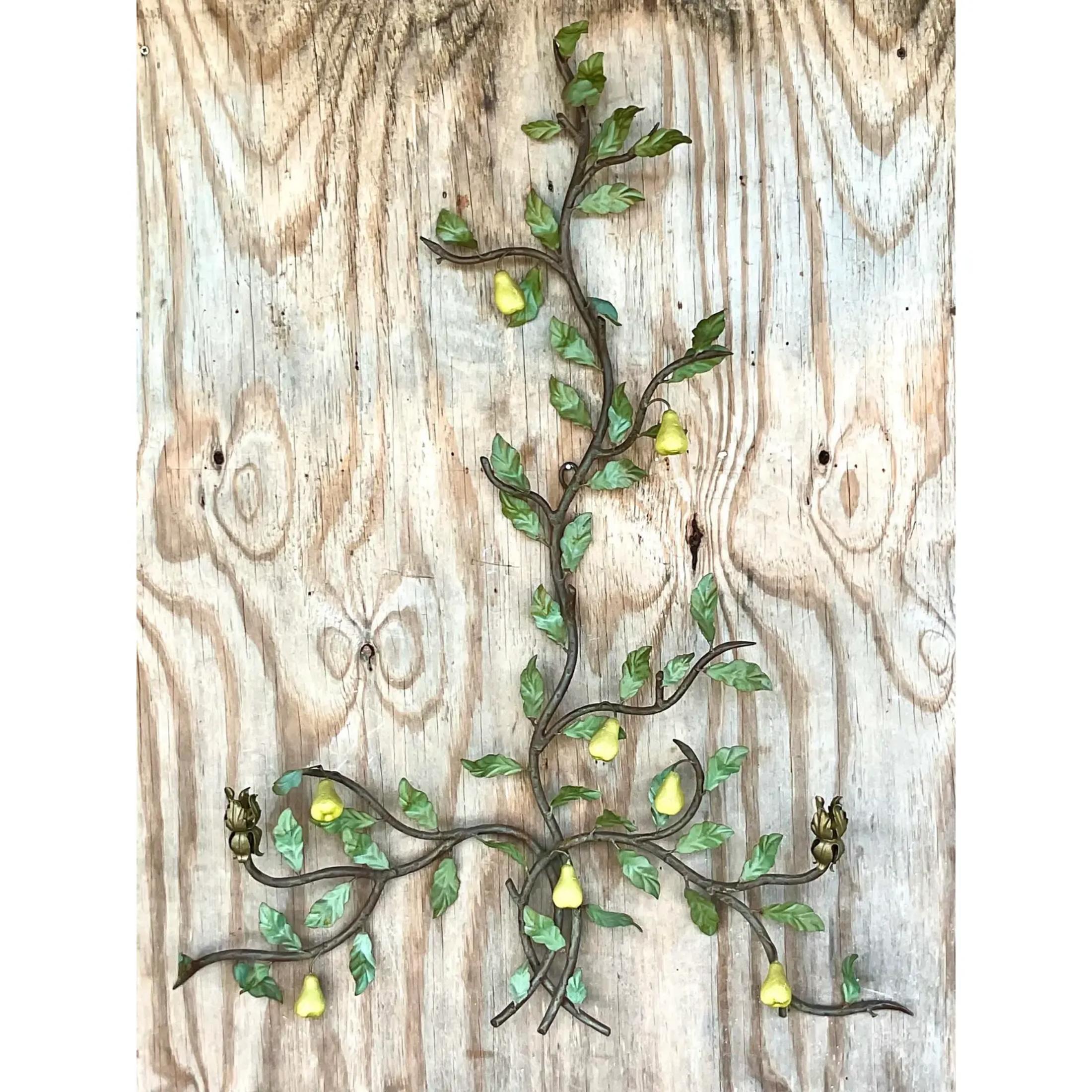 Vintage Regency Painted Metal Pear Branch 1
