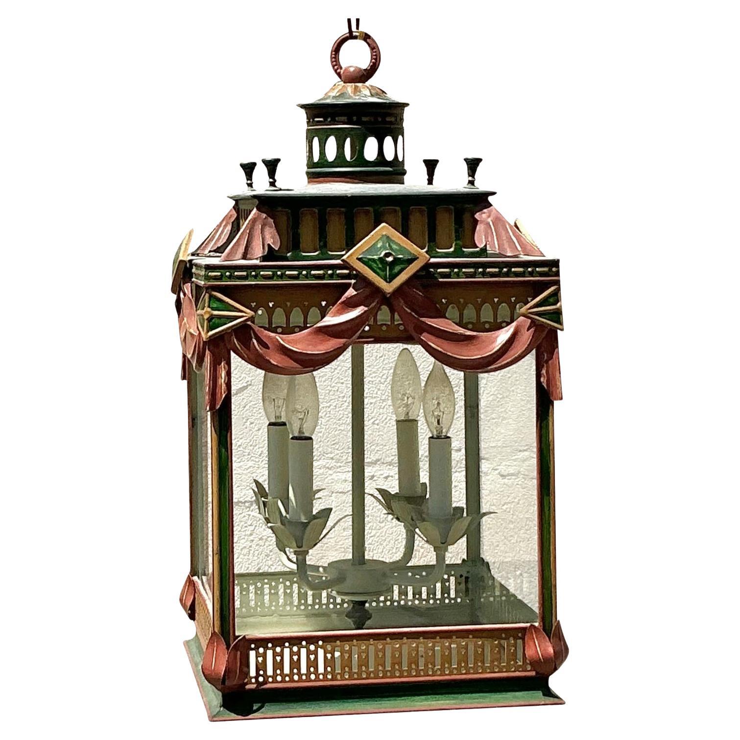 Lanterna Swag dipinta in stile Regency vintage