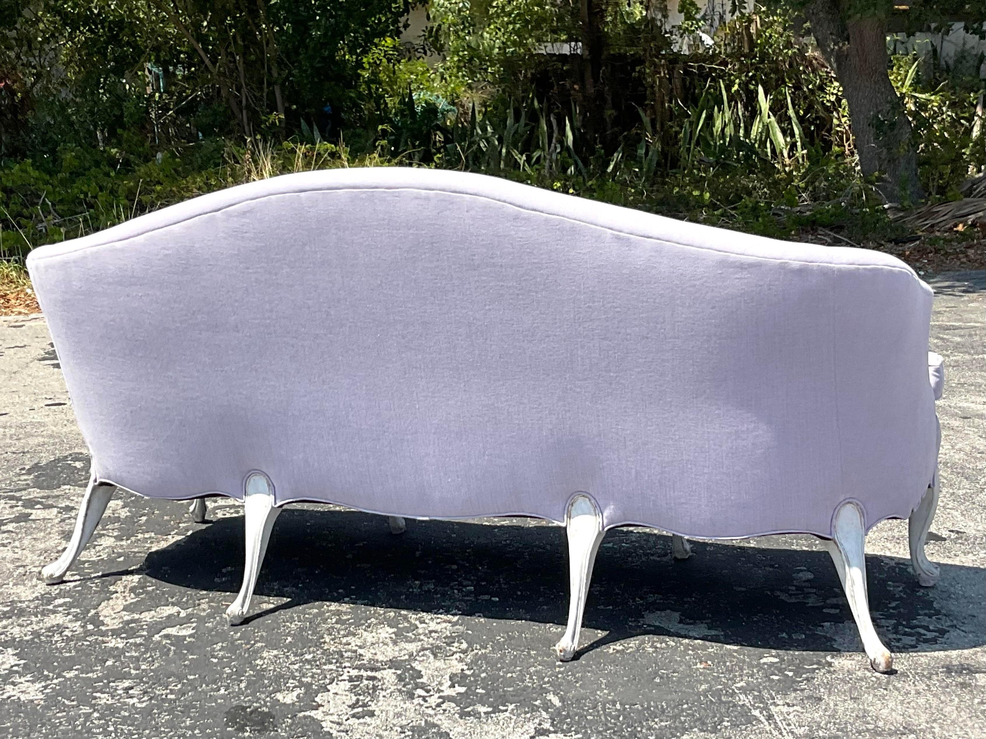 Upholstery Vintage Regency Pale Lavender Camelback Sofa
