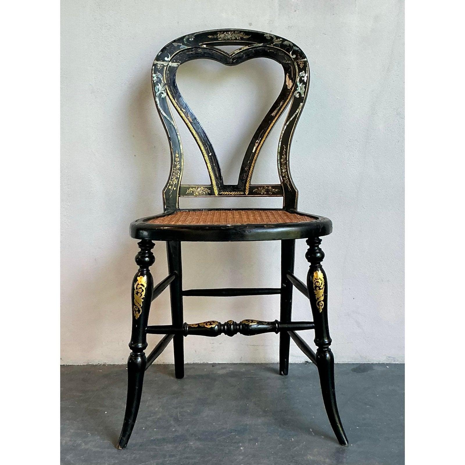 Vintage Regency Paper Mache Chair In Good Condition For Sale In West Palm Beach, FL