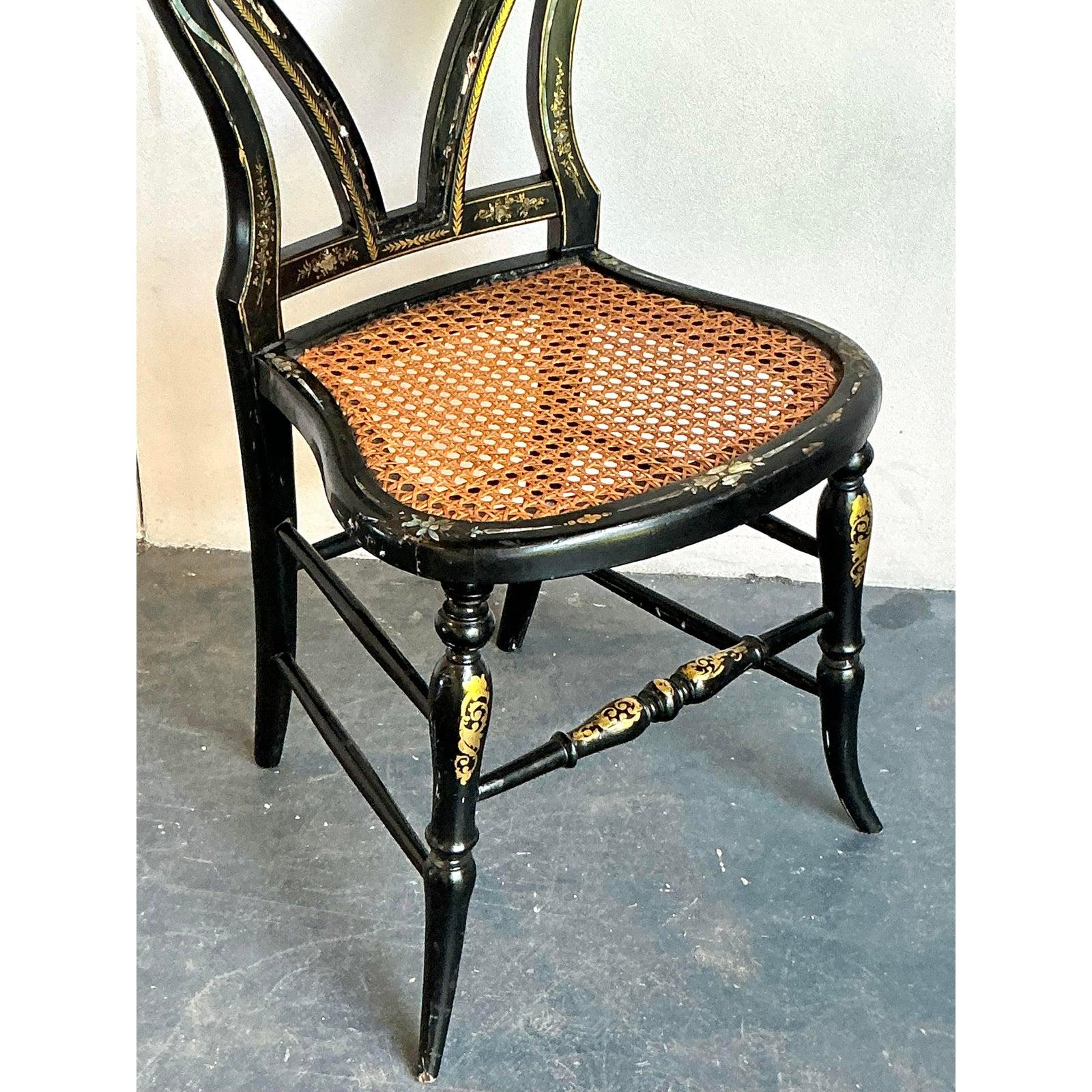 Vintage Regency Paper Mache Chair For Sale 1