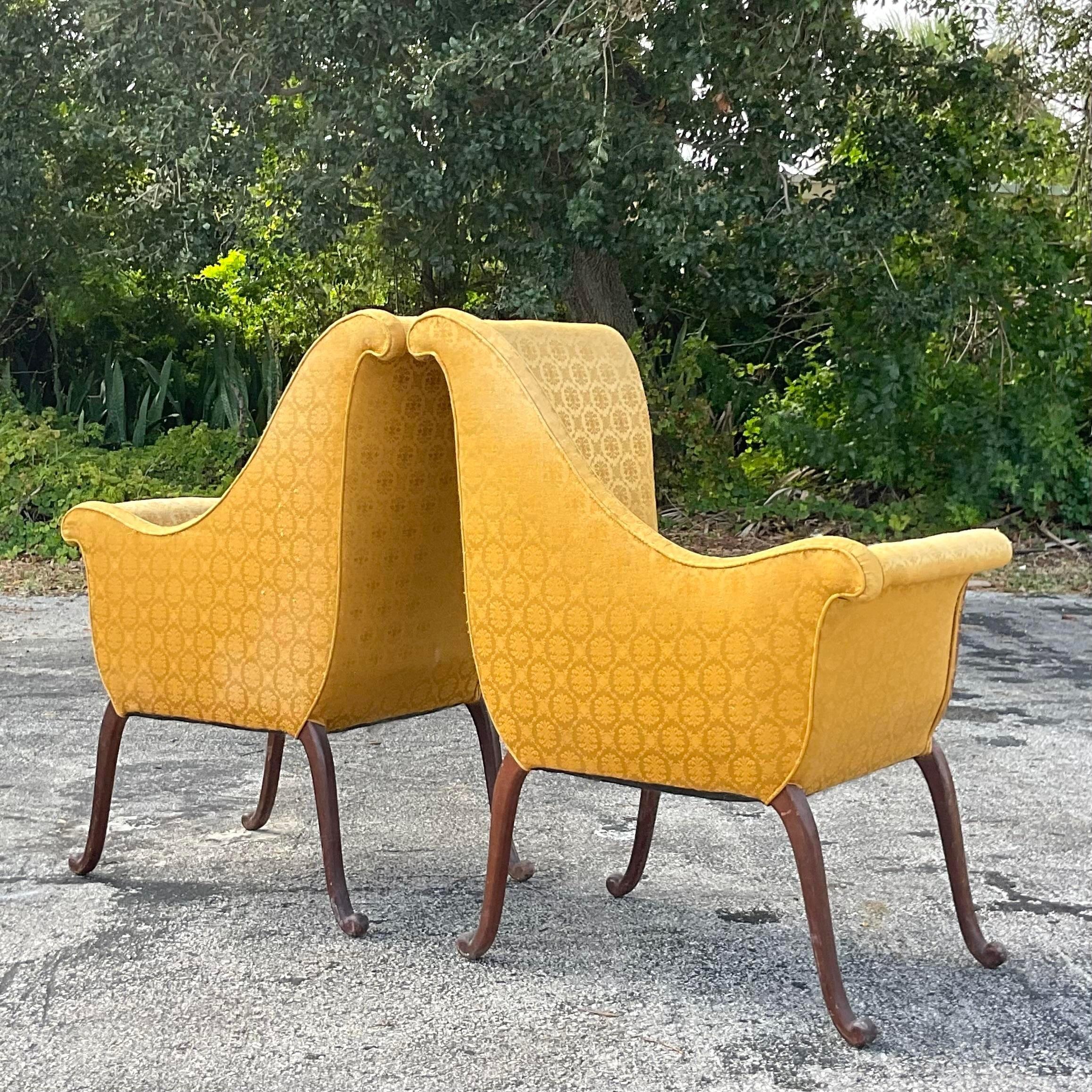 Vintage Regency Parker Deux Chairs - a Pair In Good Condition For Sale In west palm beach, FL