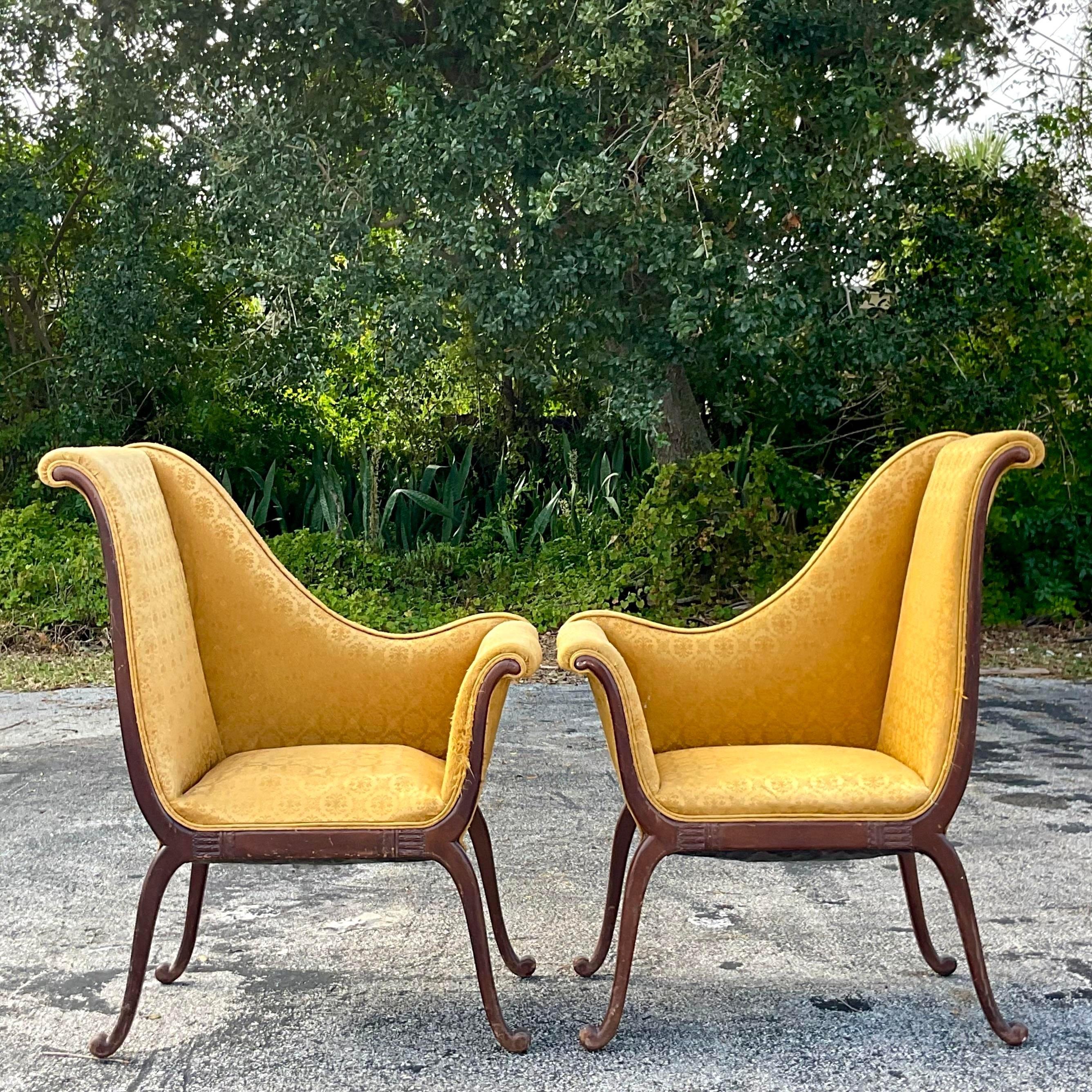 20th Century Vintage Regency Parker Deux Chairs - a Pair For Sale
