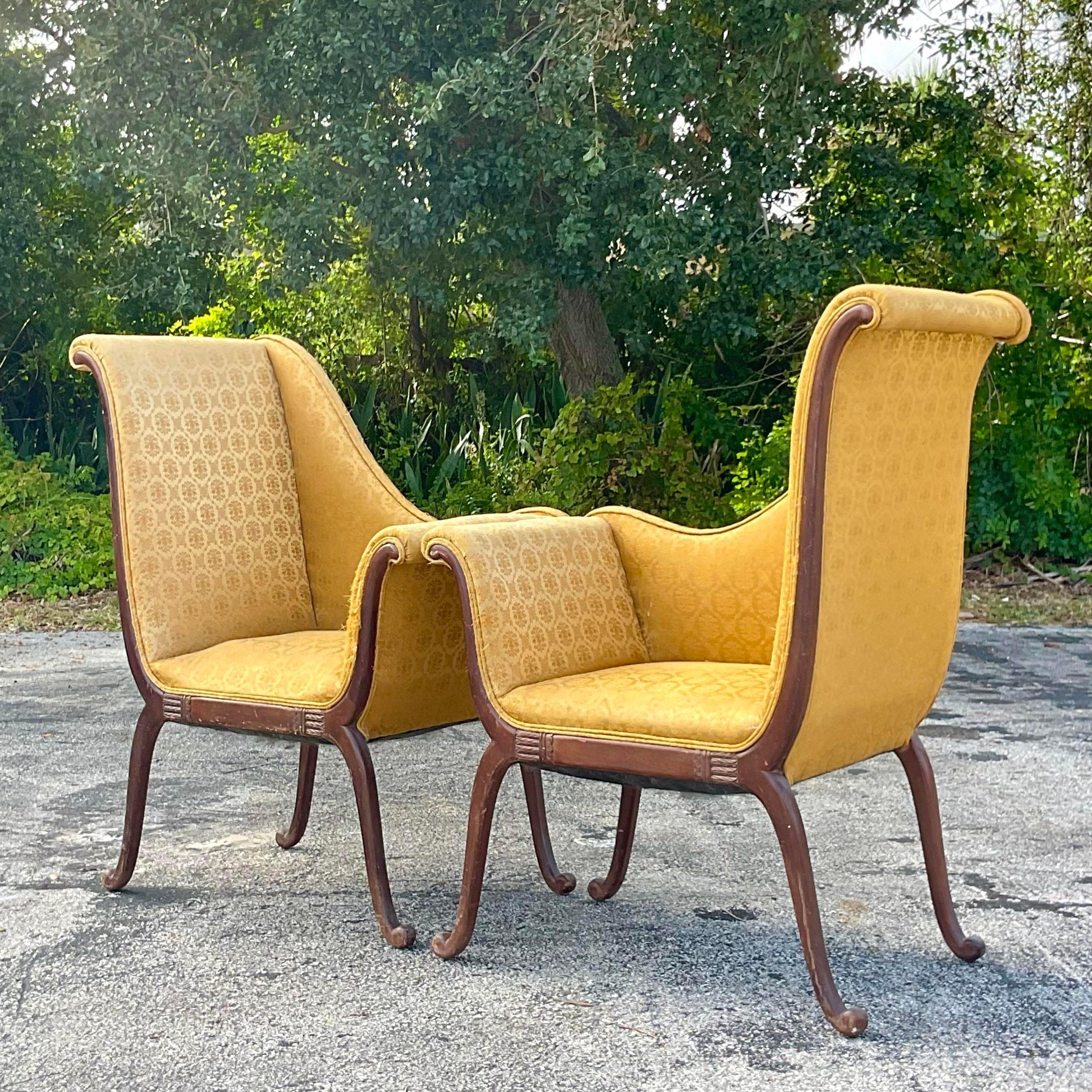 Vintage Regency Parker Deux Chairs im Regency-Stil – ein Paar (Polster) im Angebot