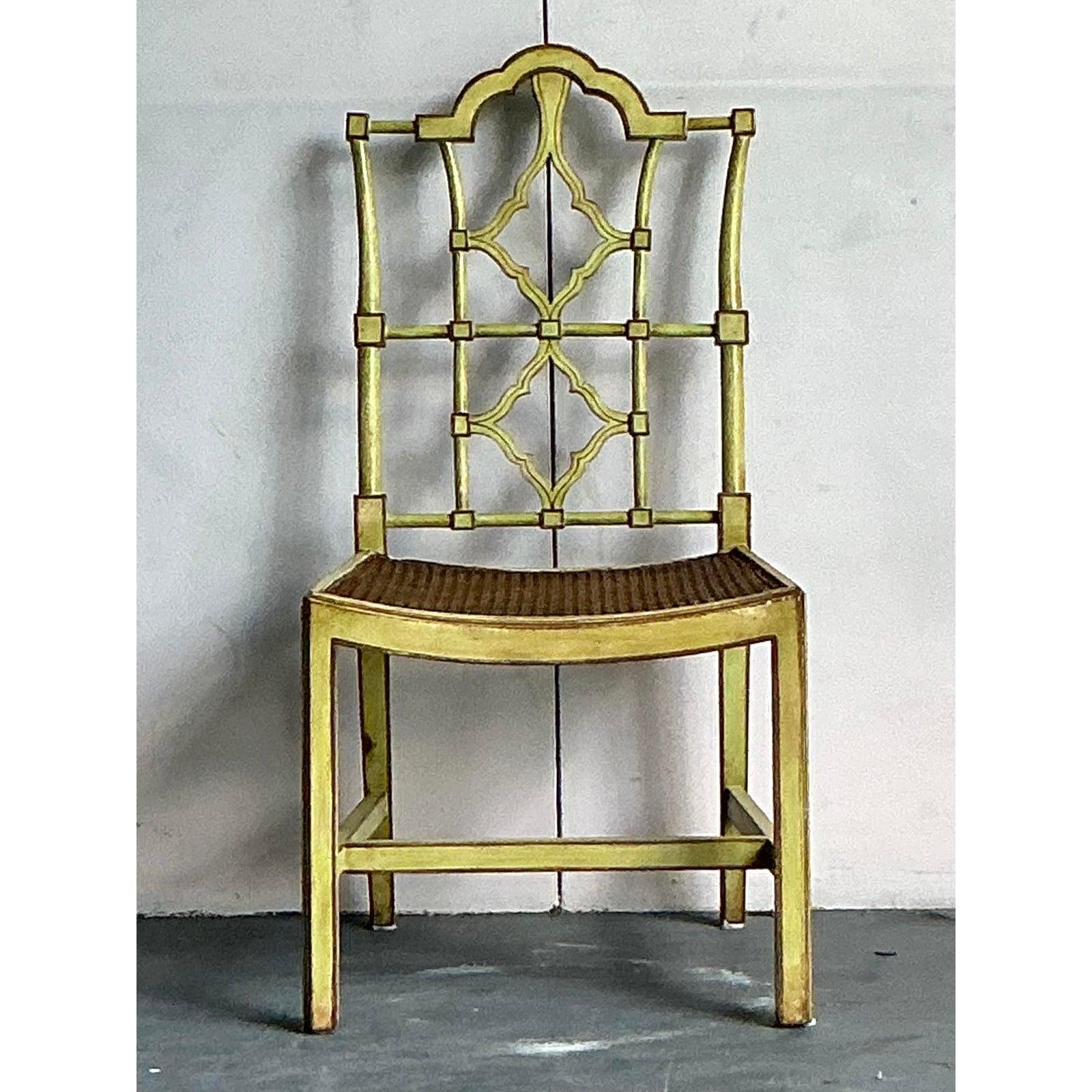 Chippendale Vintage Regency Patina Pagoda Chair For Sale