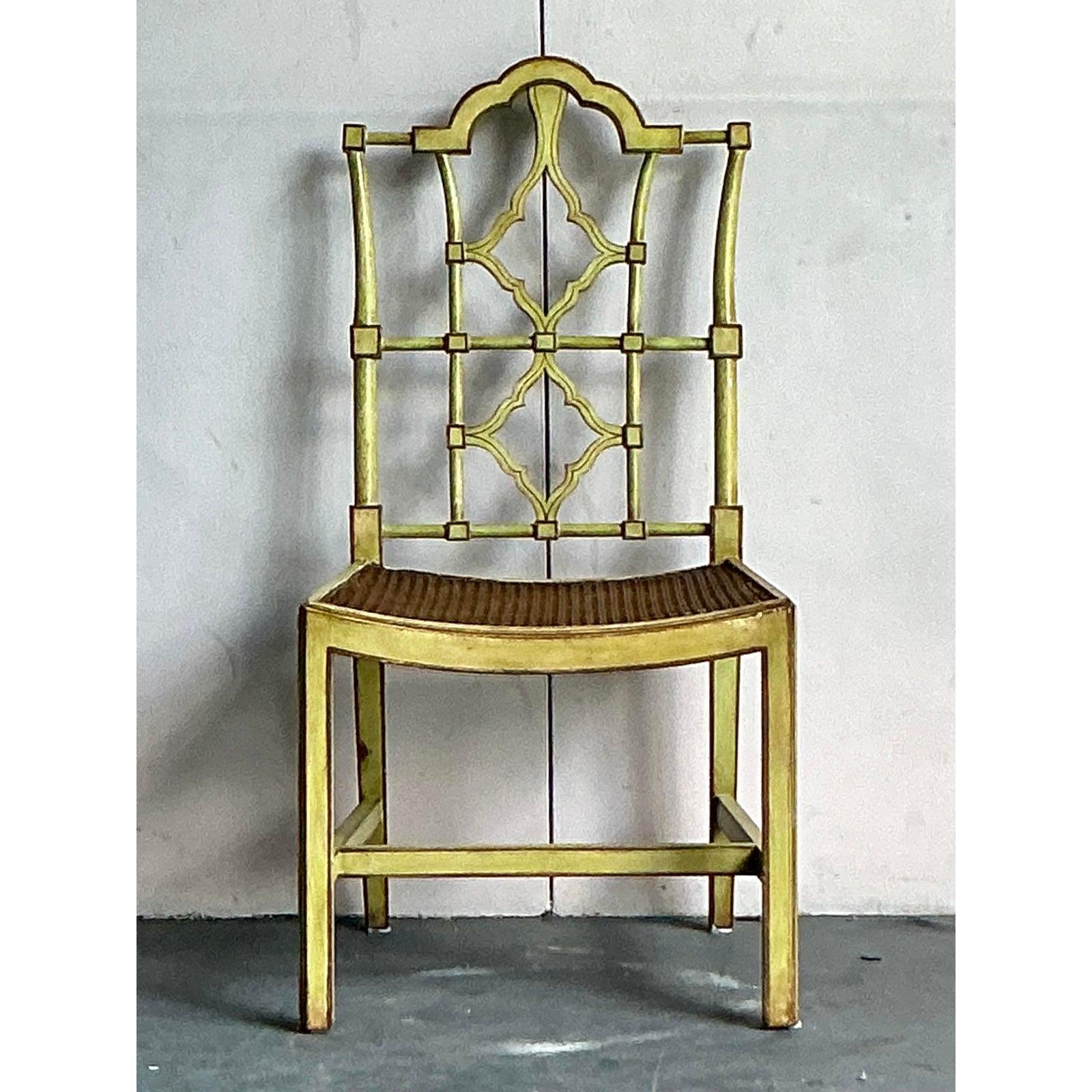 American Vintage Regency Patina Pagoda Chair For Sale