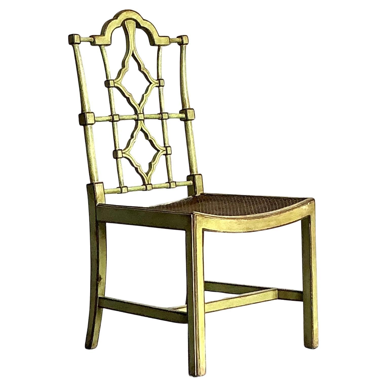Vintage Regency Patina Pagoda Chair For Sale