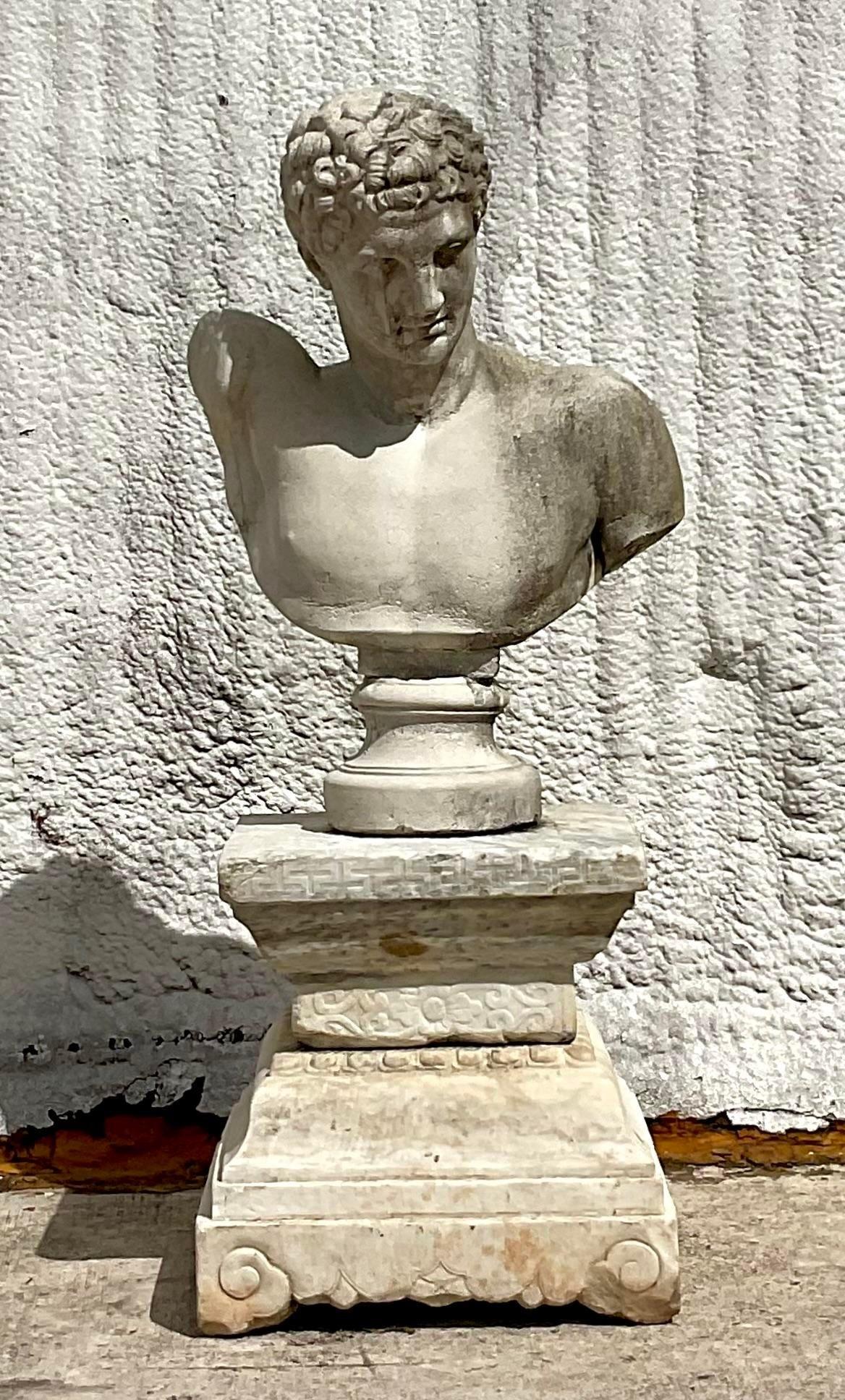 Vintage Regency Patinated Case Concrete Bust of Hermes For Sale 1