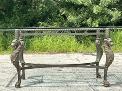 Vintage Regency Patinated Cast Steel Tiger Dining Table