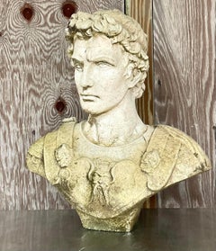 Busto de cemento patinado de César de la época Regencia