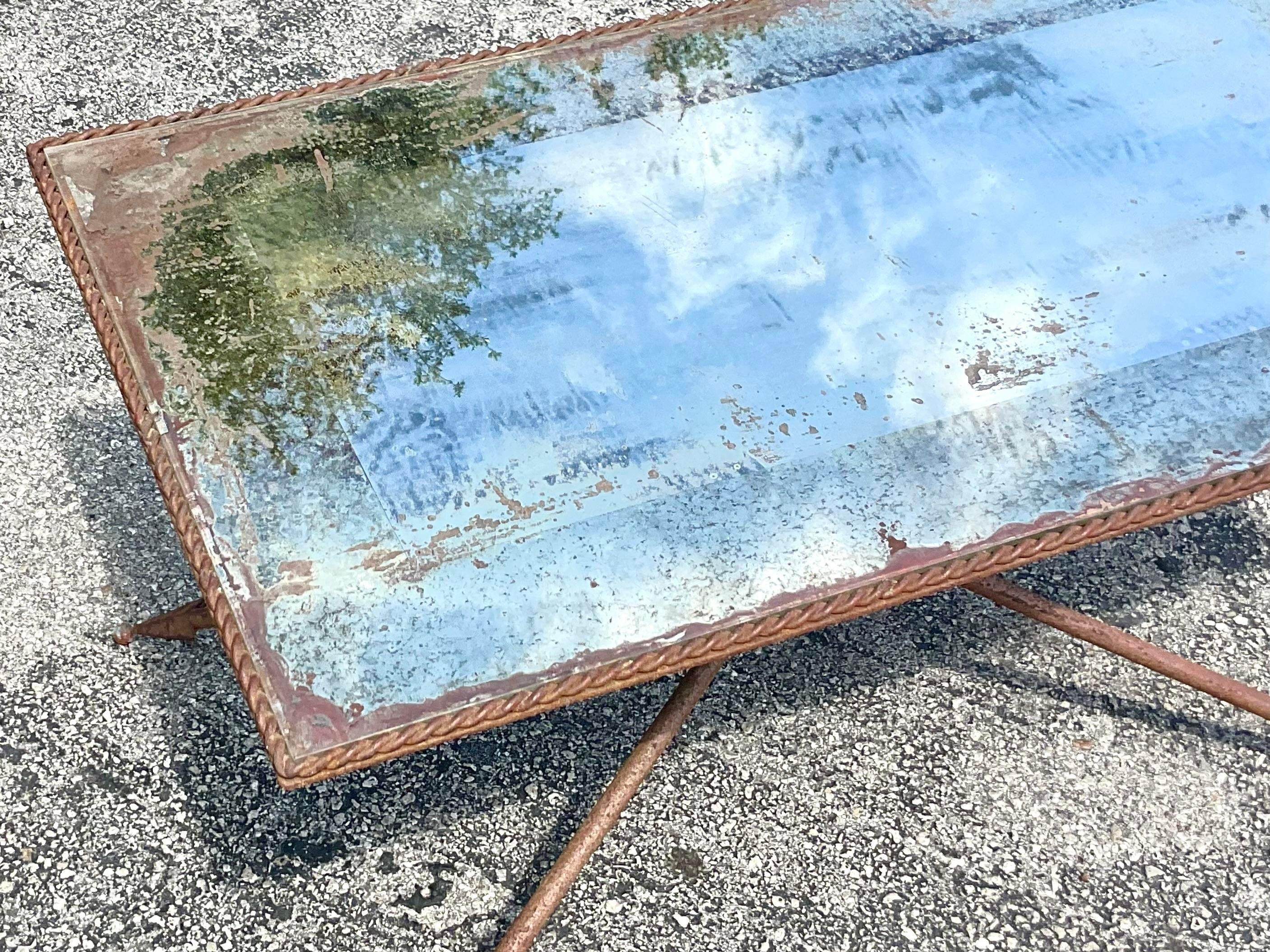 Vintage Regency Patinated Directorie Mirrored Arrow Coffee Table 1