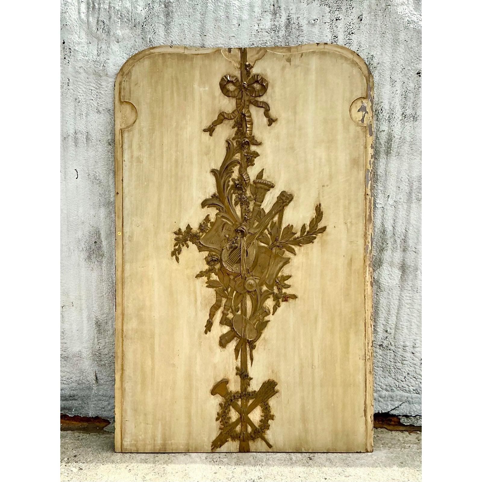 Vintage Regency Patinierte Doheny Graustein Manor Metallrelieftafel im Regency-Stil (amerikanisch) im Angebot