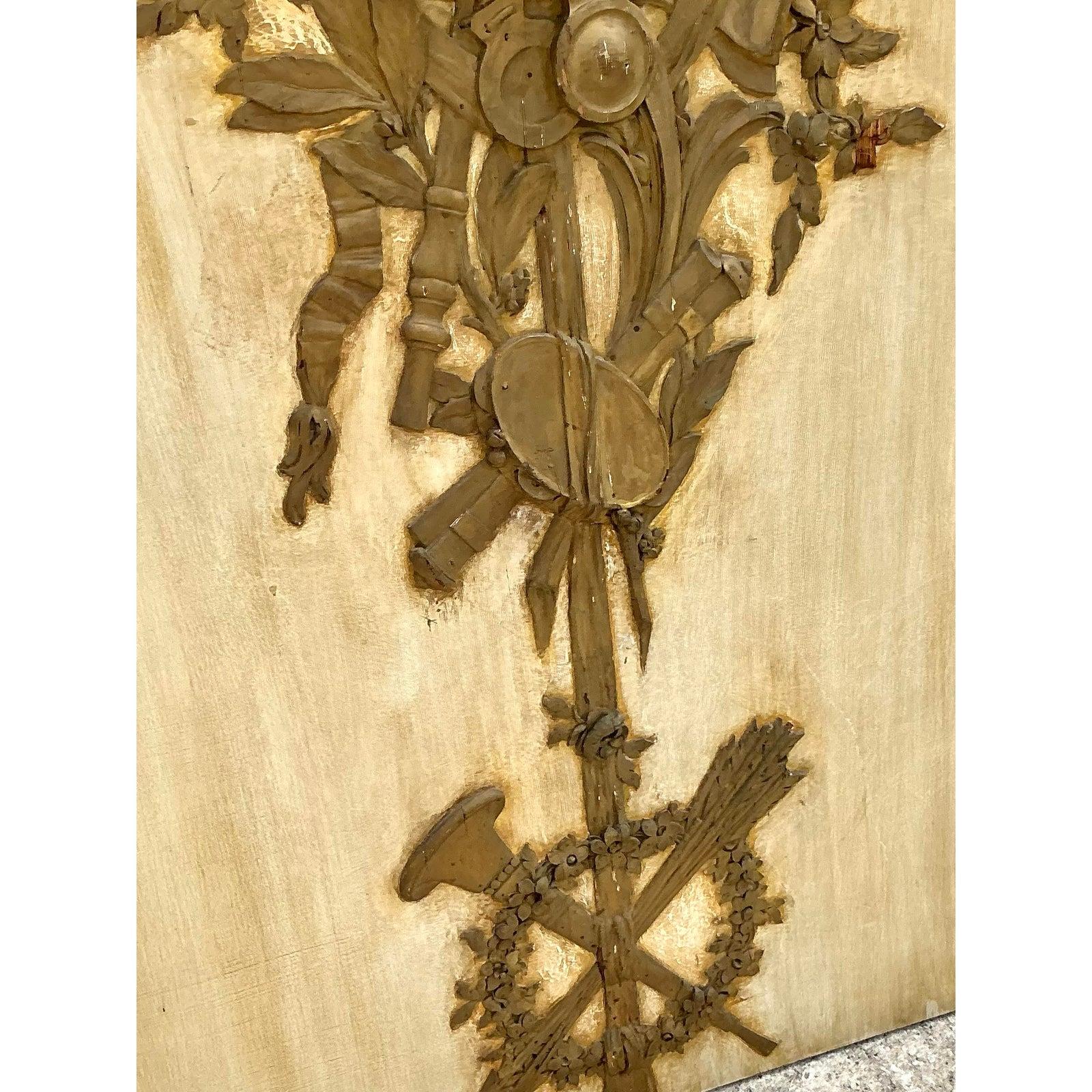 Vintage Regency Patinierte Doheny Graustein Manor Metallrelieftafel im Regency-Stil im Angebot 4