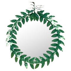 Vintage Regency Patinated Leaf Ring Mirror