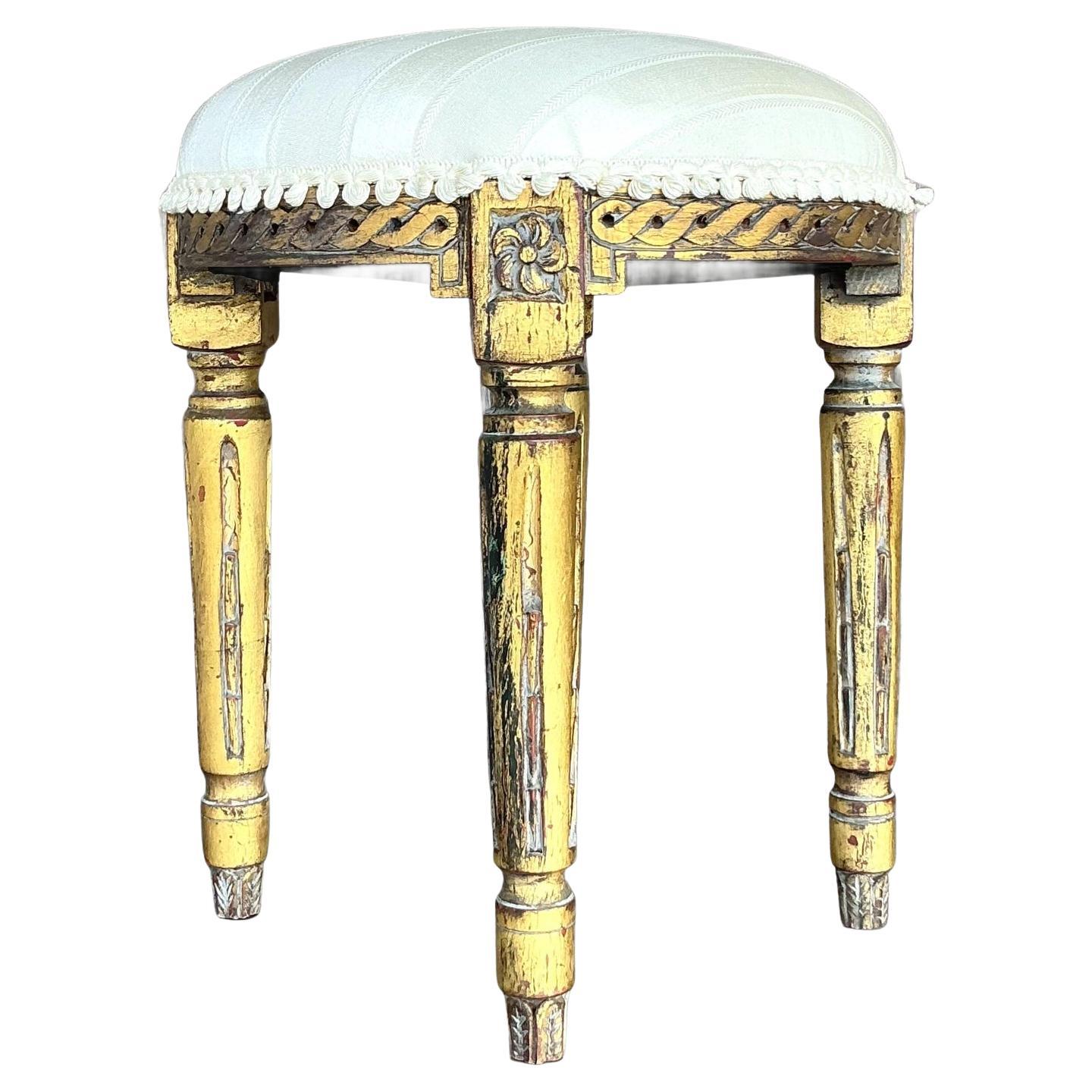 Vintage Regency Patinated Low Stool