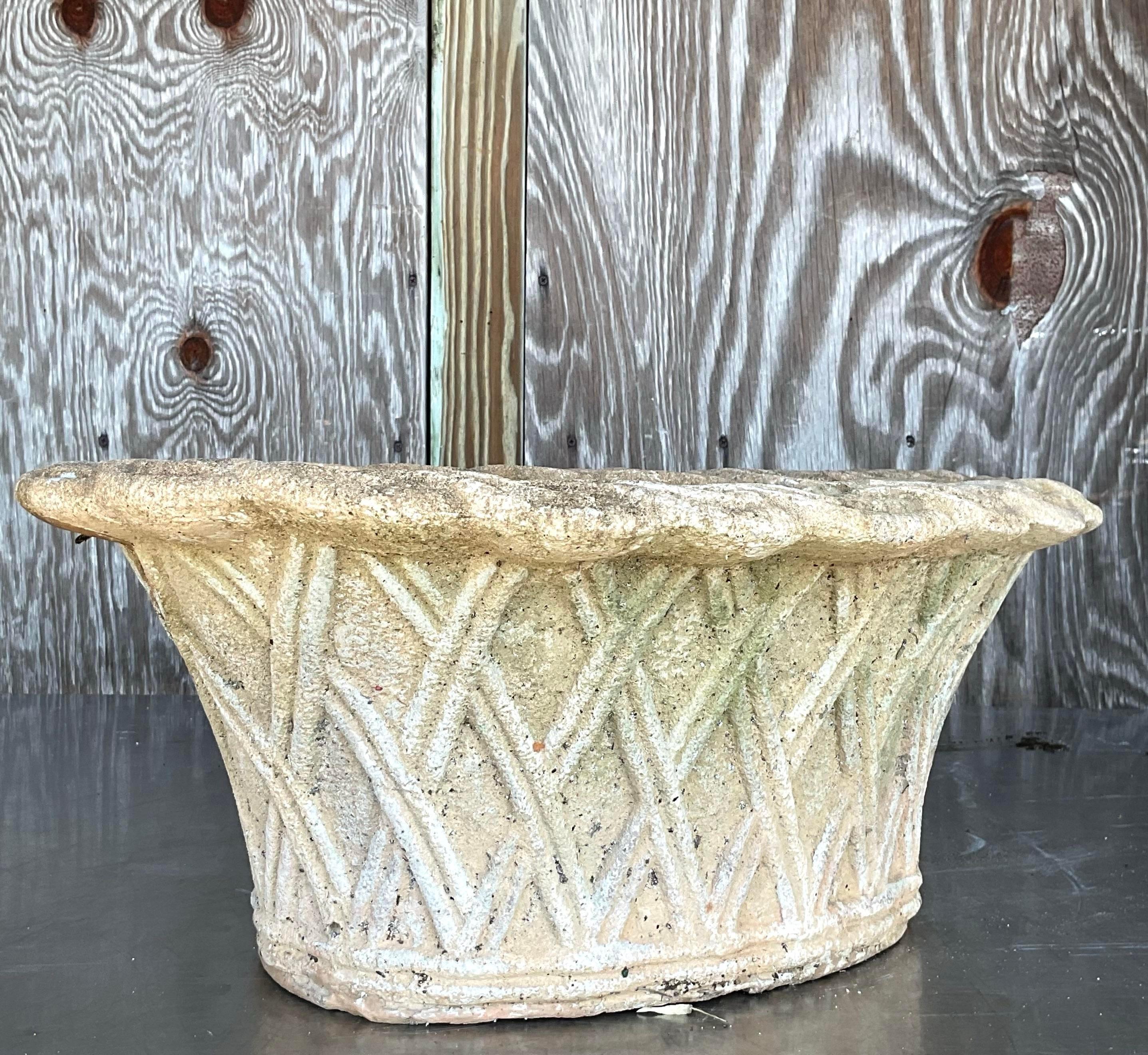 Par de Jardineras de Terracota con Enrejado Patinado Vintage Regency Regencia en venta