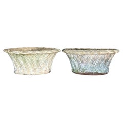 Vintage Regency Patinated Trellis Terra Cotta Planters - a Pair