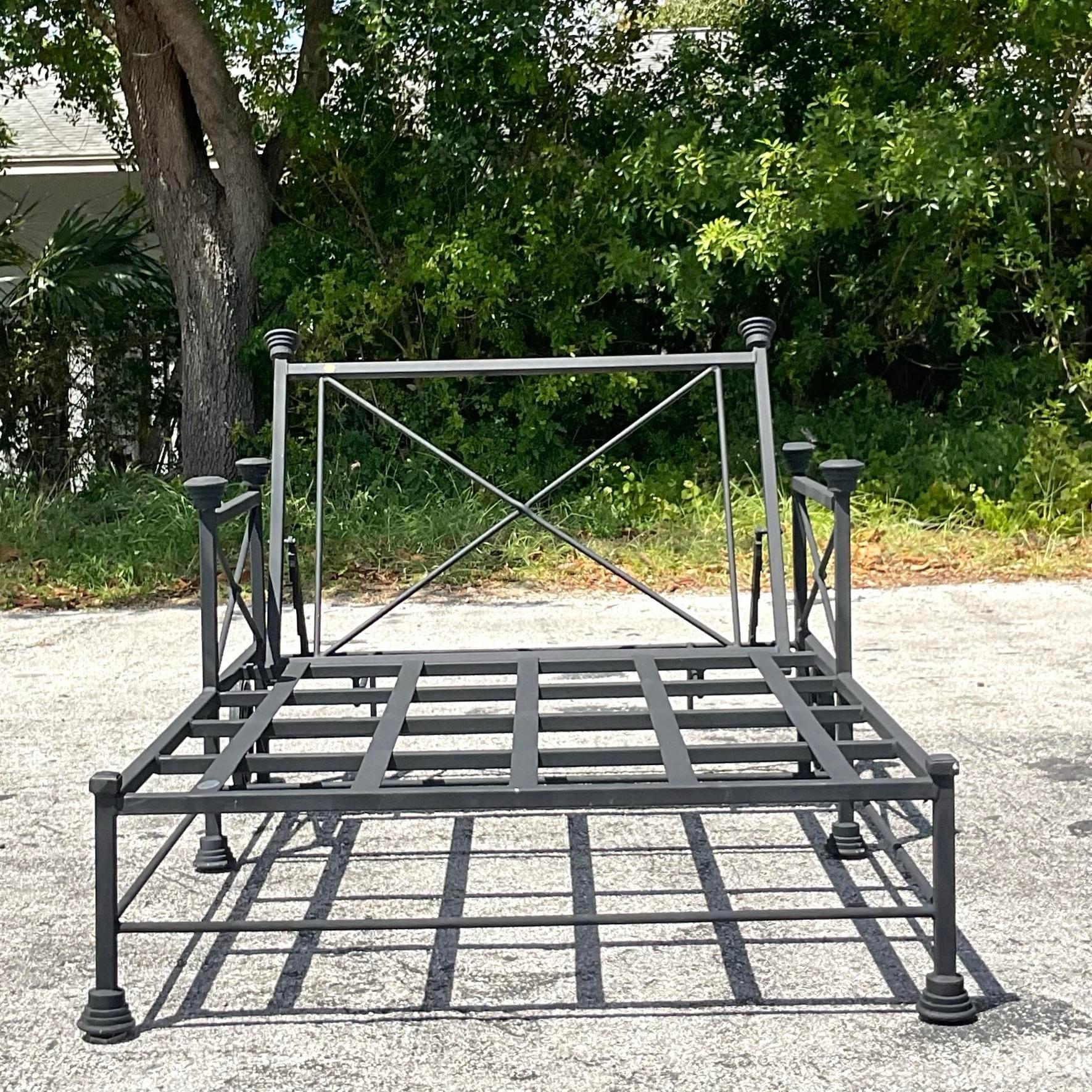 20th Century Vintage Regency Pavillion Cast Aluminum Double Chaise Lounge