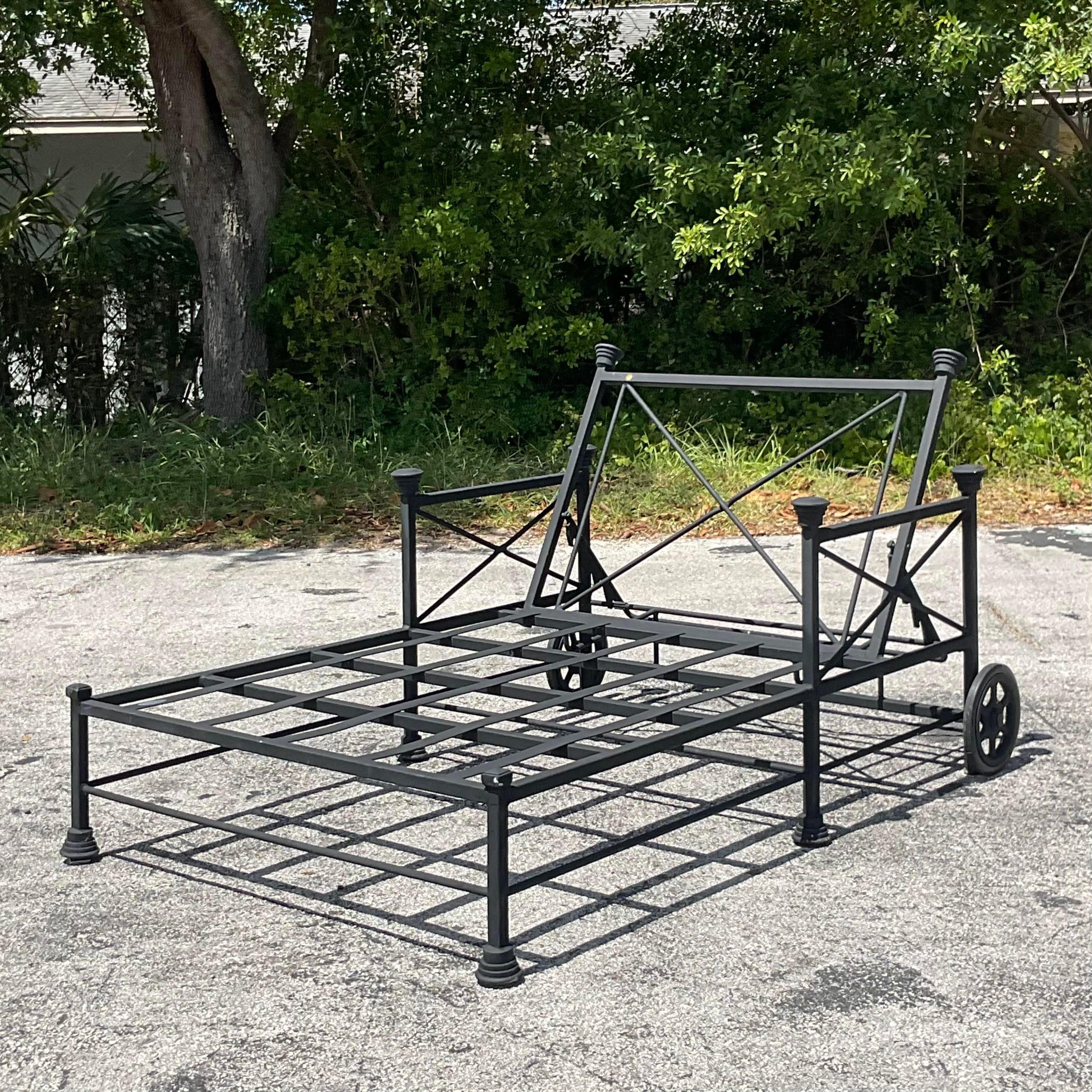 Vintage Regency Pavillion Cast Aluminum Double Chaise Lounge 1
