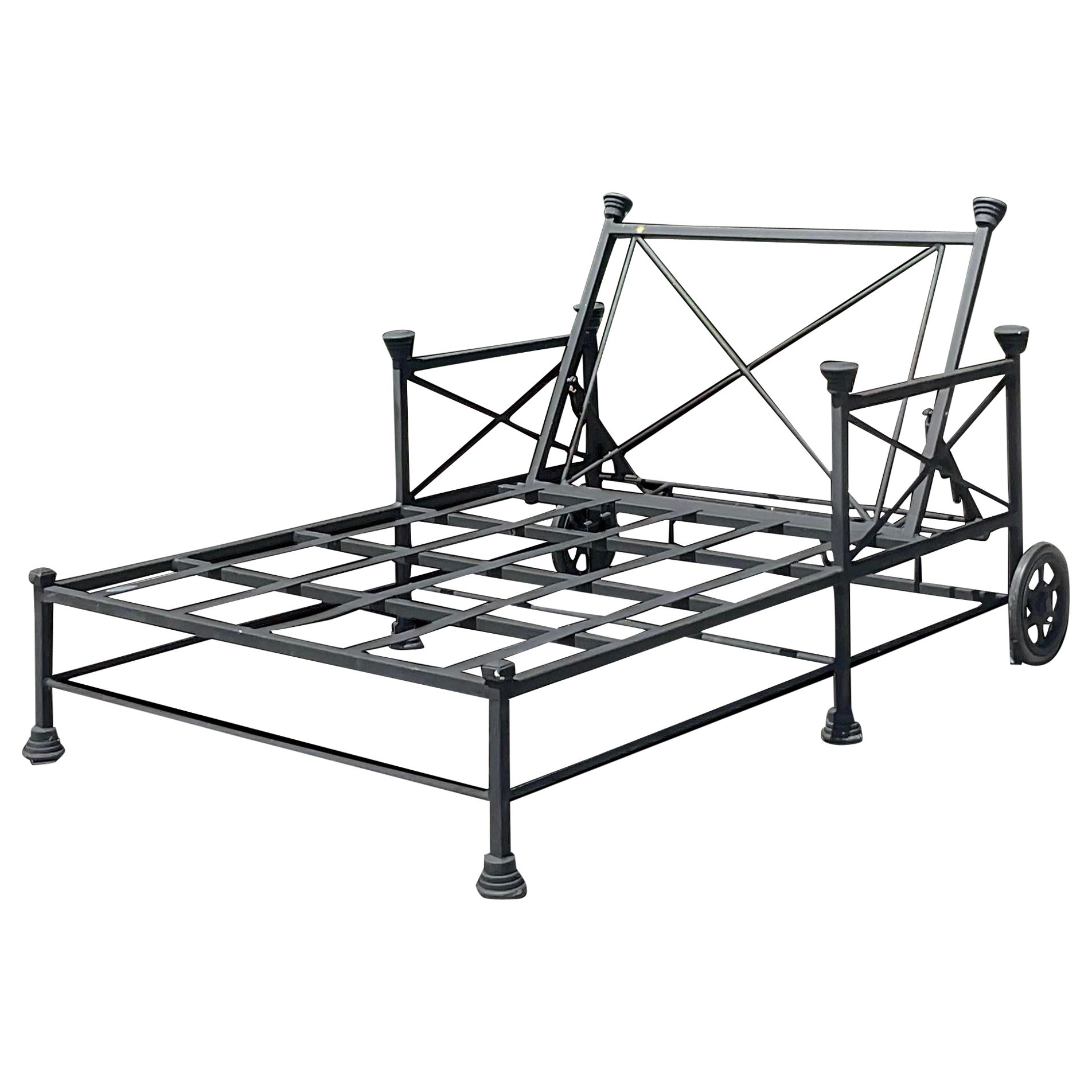 Vintage Regency Pavillion Cast Aluminum Double Chaise Lounge