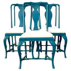 Vintage Regency Peacock Dining Chairs - Set of 5