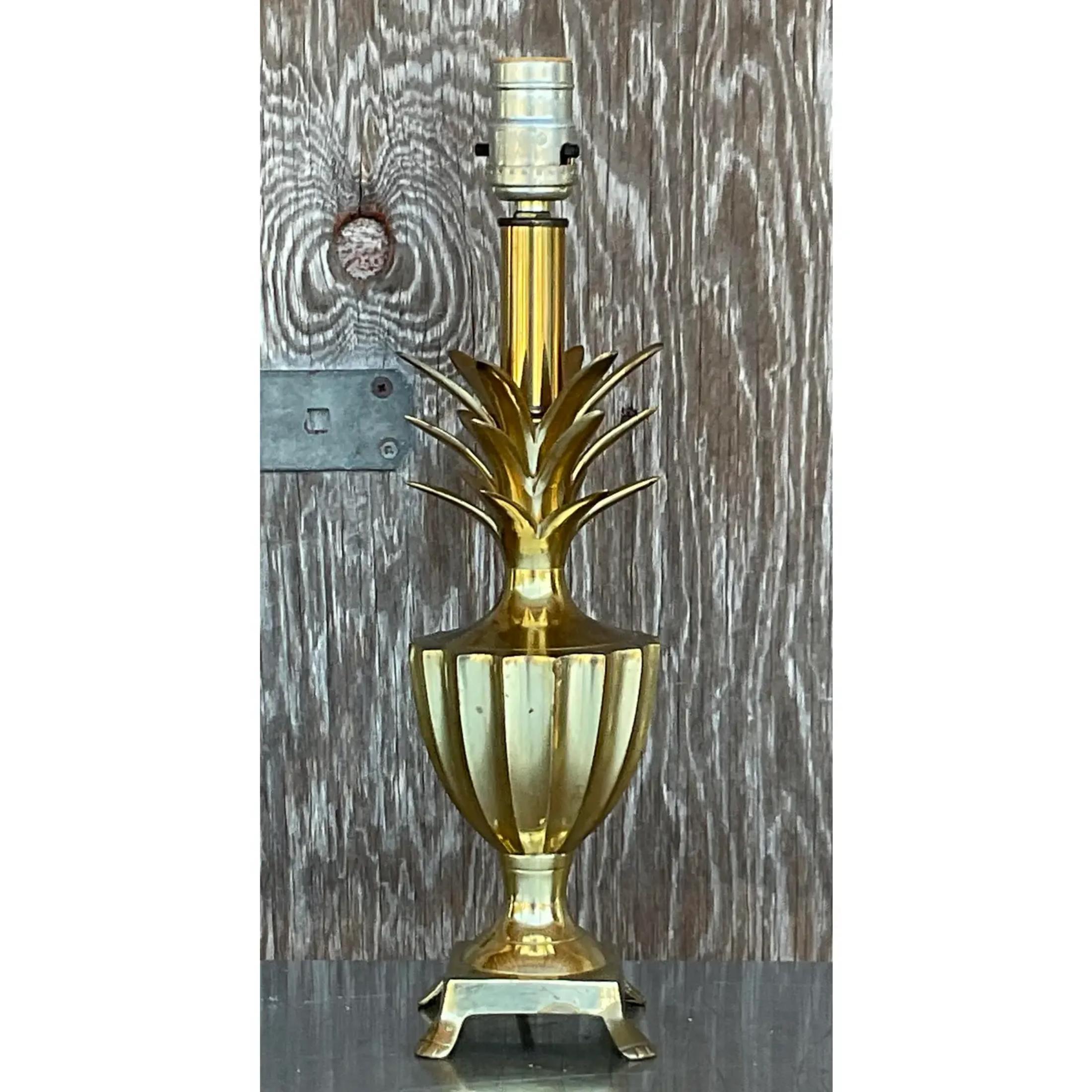 20th Century Vintage Regency Petite Brass Pineapple Lamp For Sale
