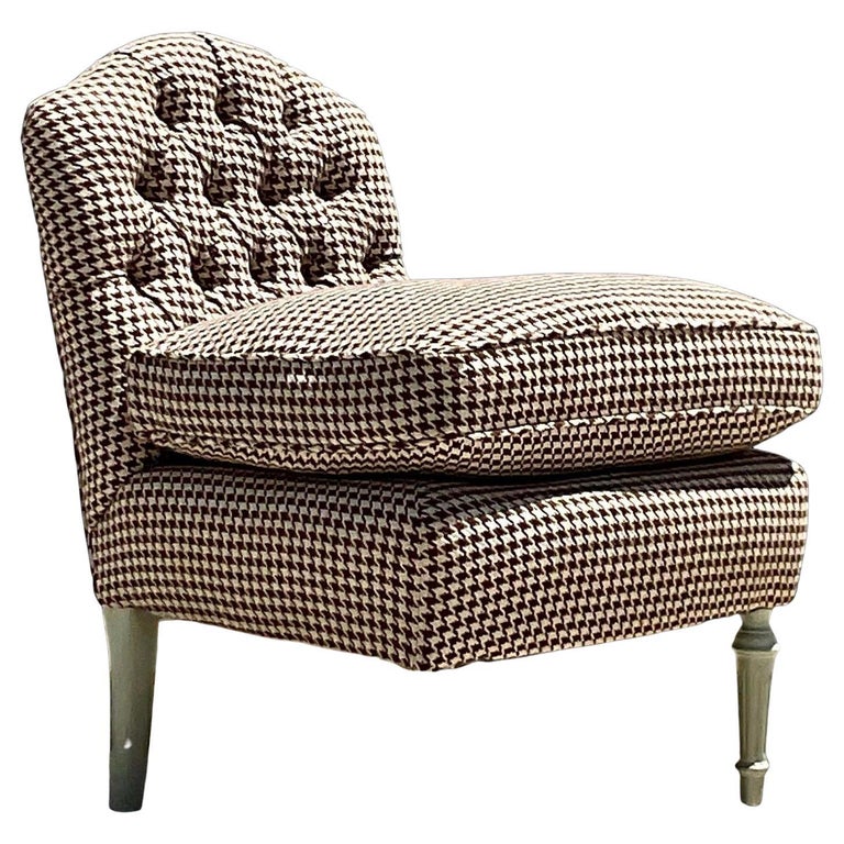 Vintage Regency Petite Houndstooth Fireside Chair For Sale at 1stDibs