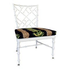 Vintage Regency Phyllis Morris Faux Bamboo Lattice Lounge Chair