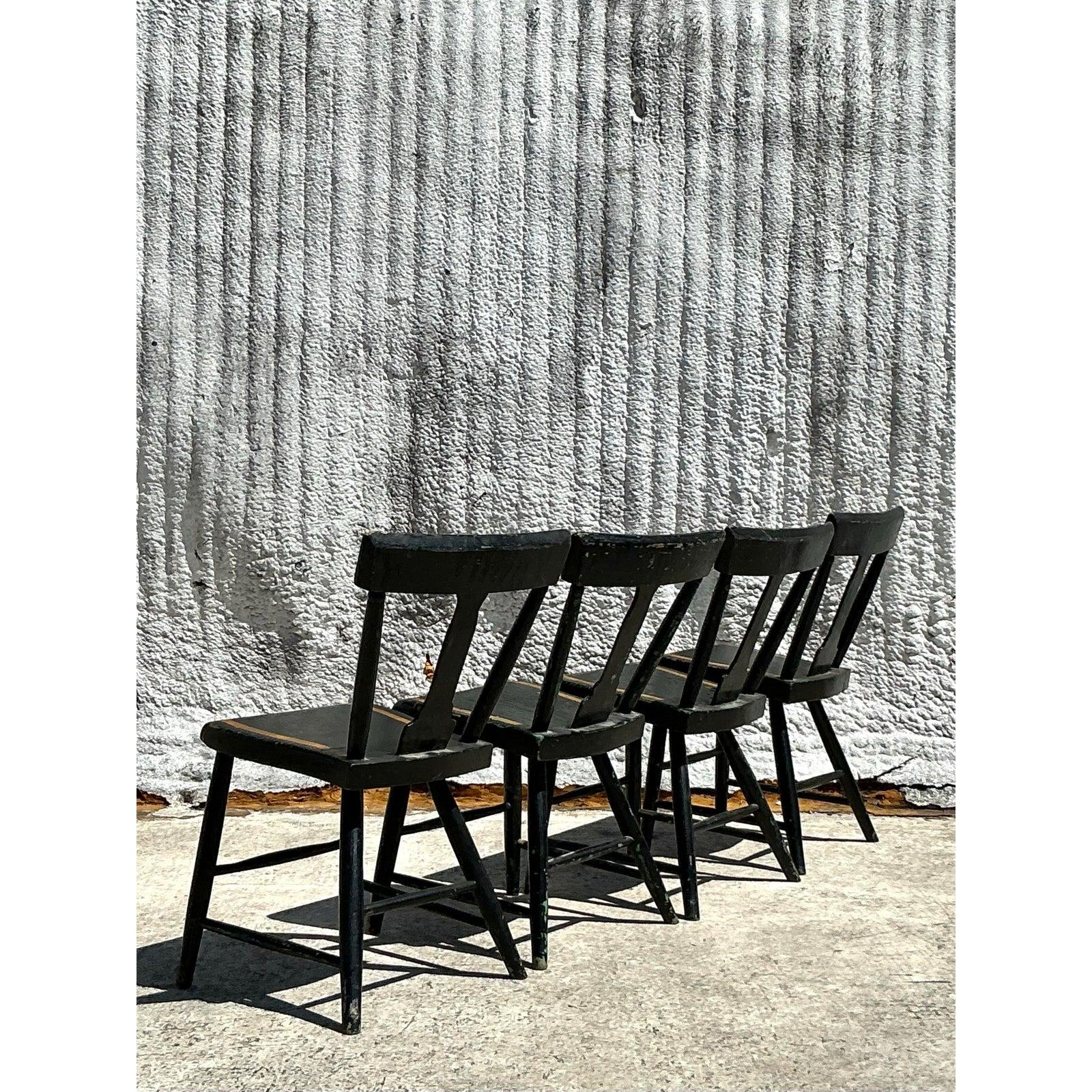 Vintage Regency Plank Seat Hufeisenstühle - Satz von 4 im Angebot 4