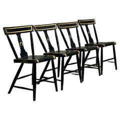 Vintage Regency Plank Seat Horseshoe Chairs - Set of 4