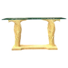 Vintage Regency Plaster Frond Console Table After Serge Roche