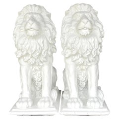 Vintage Regency Plaster Lions, a Pair