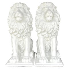 Vintage Regency Plaster Lions, a Pair