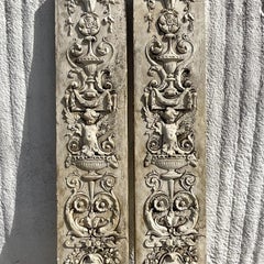 Vintage Regency Plaster Over Wood Cherub Panels - a Pair