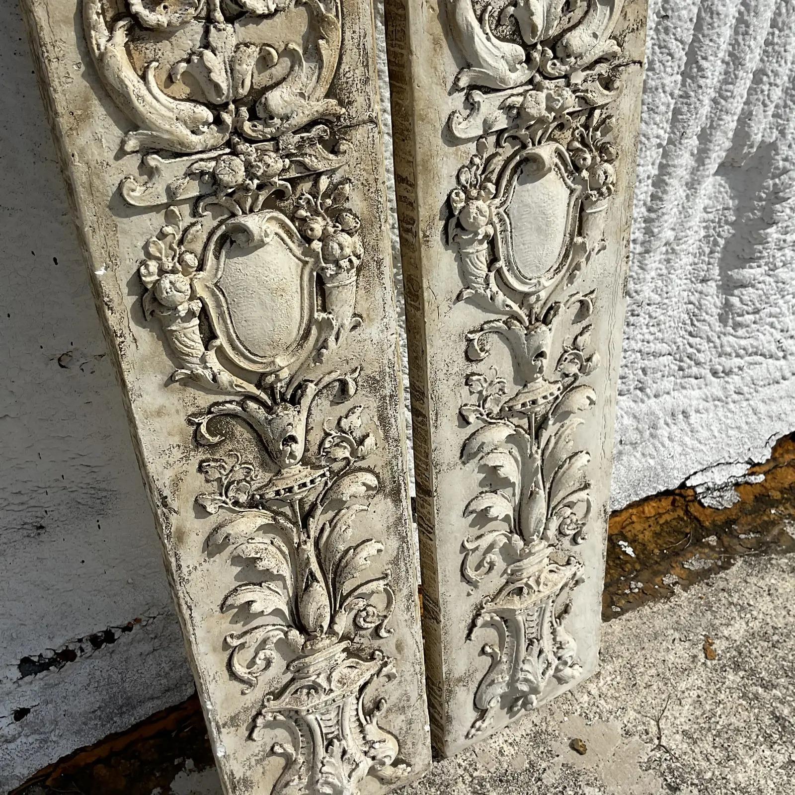 Metal Vintage Regency Plaster Over Wood Cherub Panels - a Pair For Sale