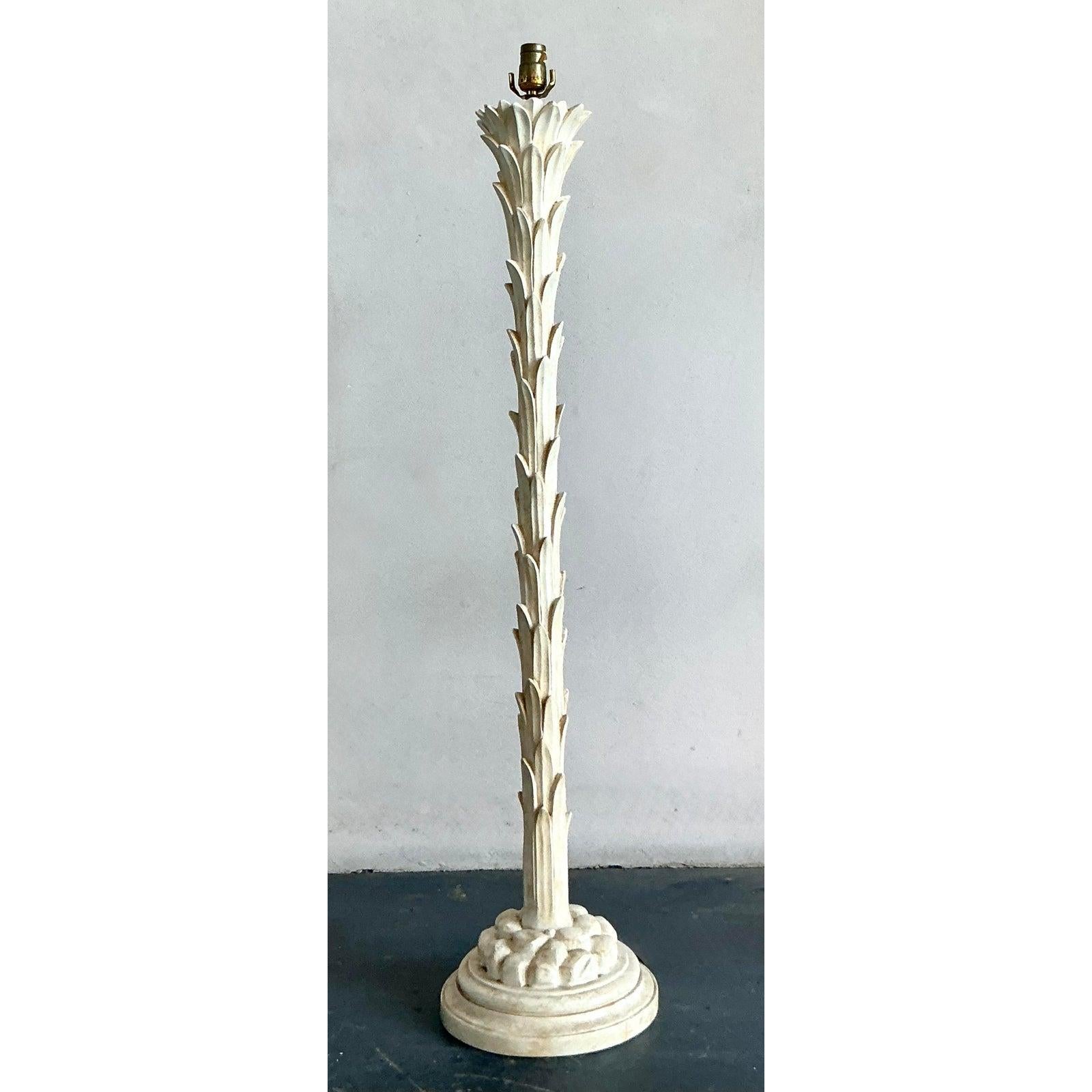 American Vintage Regency Plaster Palm Tree Floor Lamp After Chapman For Sale