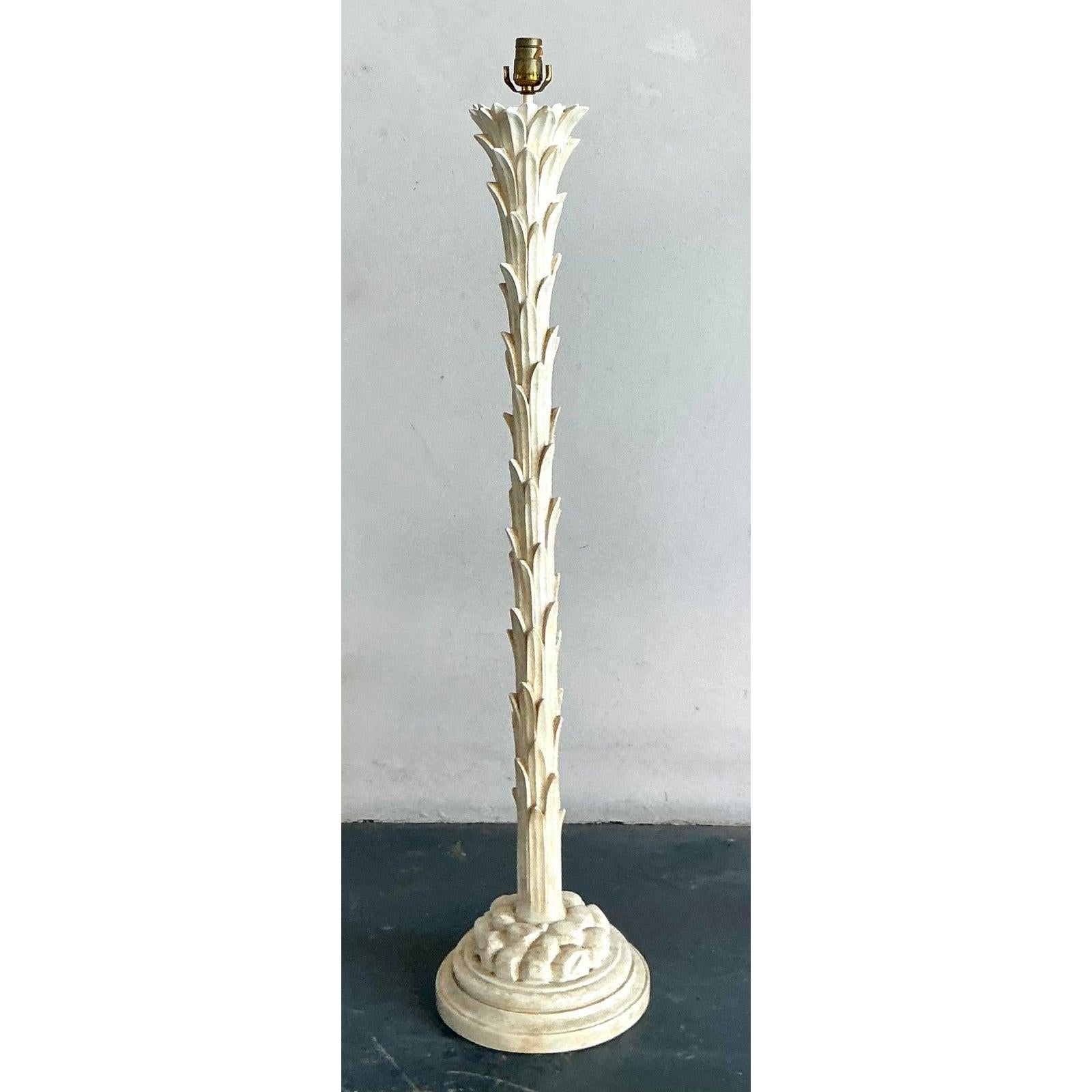 Vintage Regency Plaster Palm Tree Floor Lamp After Chapman In Good Condition For Sale In West Palm Beach, FL