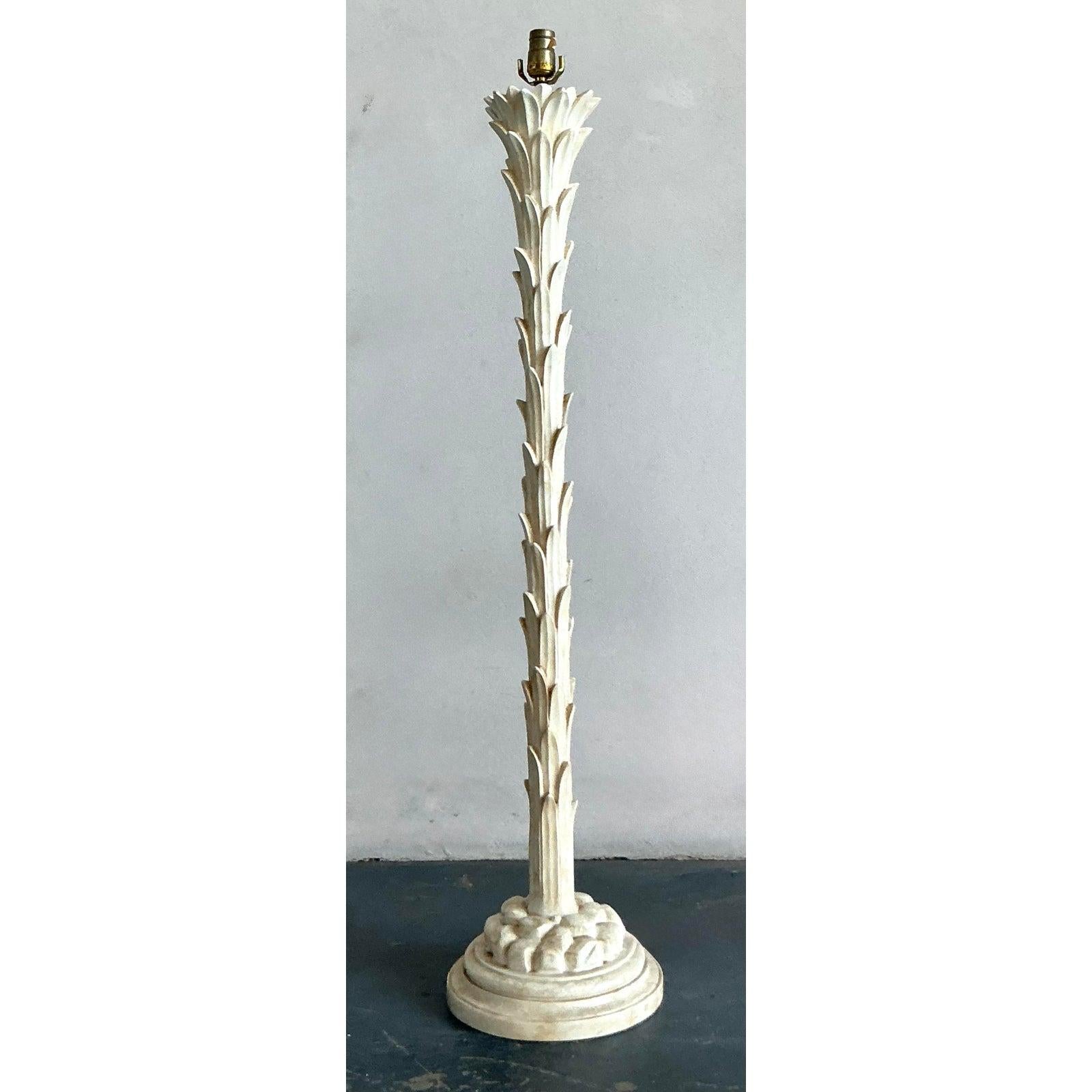 20th Century Vintage Regency Plaster Palm Tree Floor Lamp After Chapman For Sale