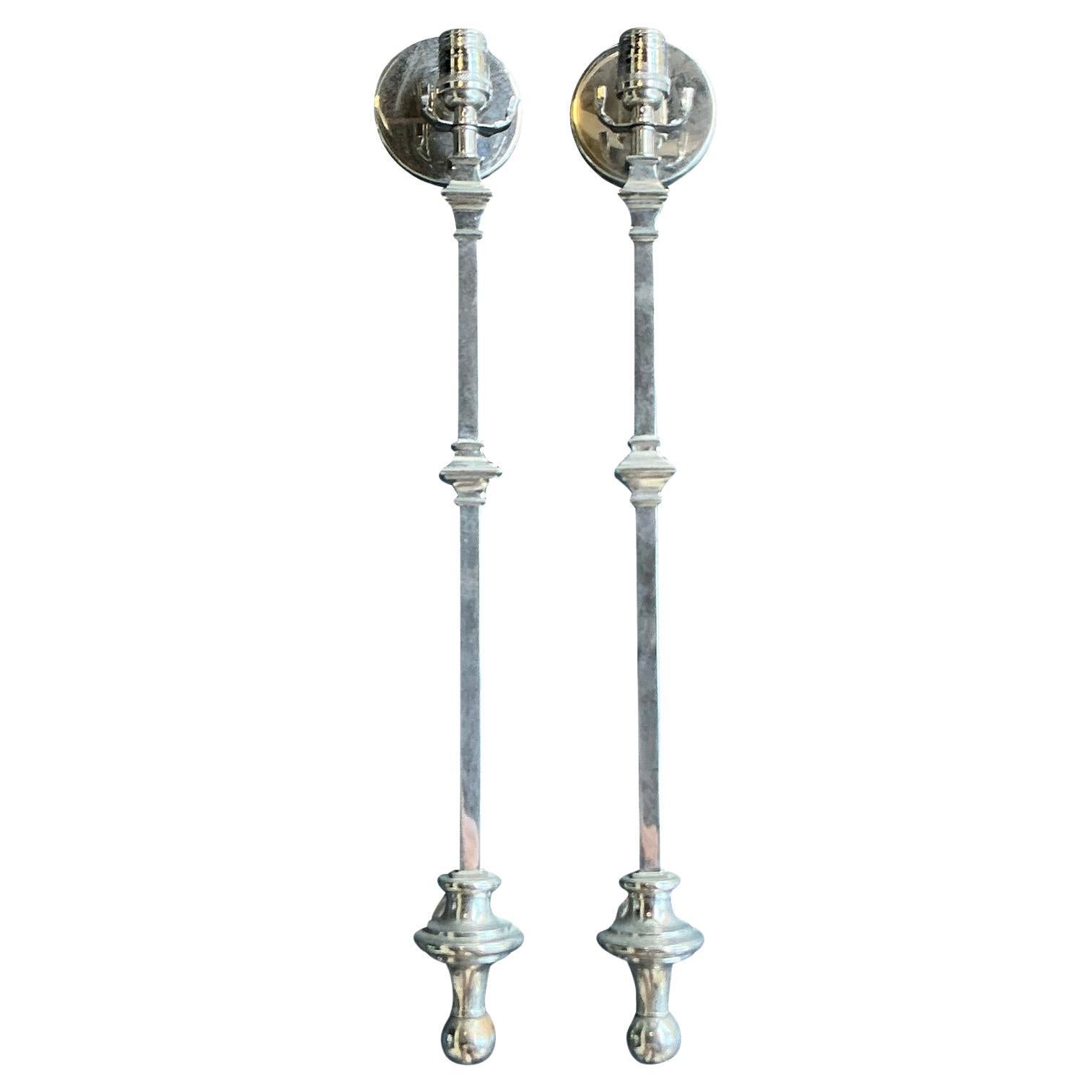 Vintage Regency Polished Chrome Wall Sconce - A Pair in vendita