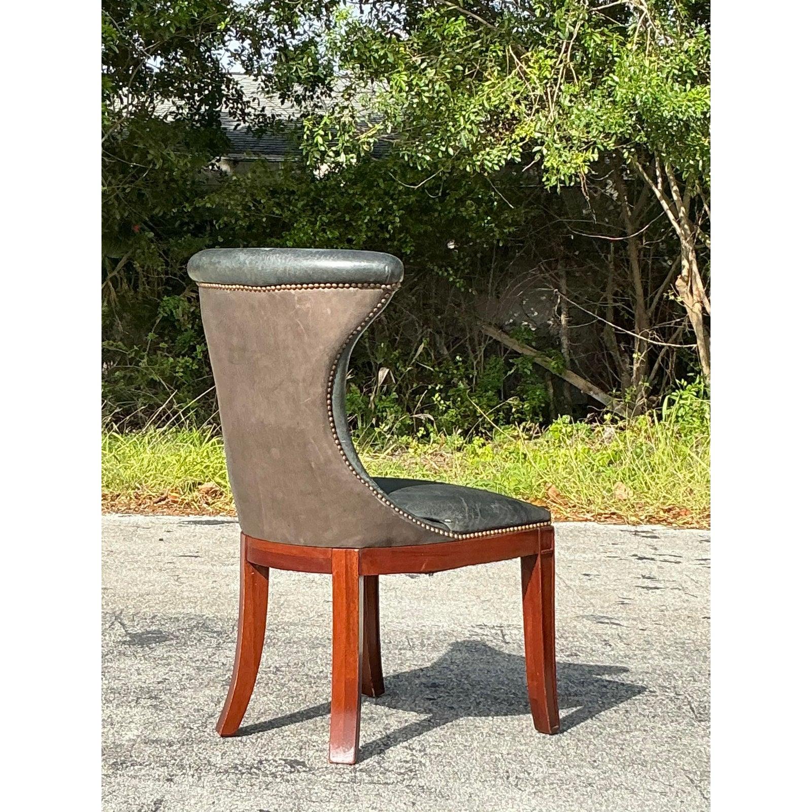 Vintage Regency Polo Ralph Lauren Leather Highgate” Dining Chair For Sale 1