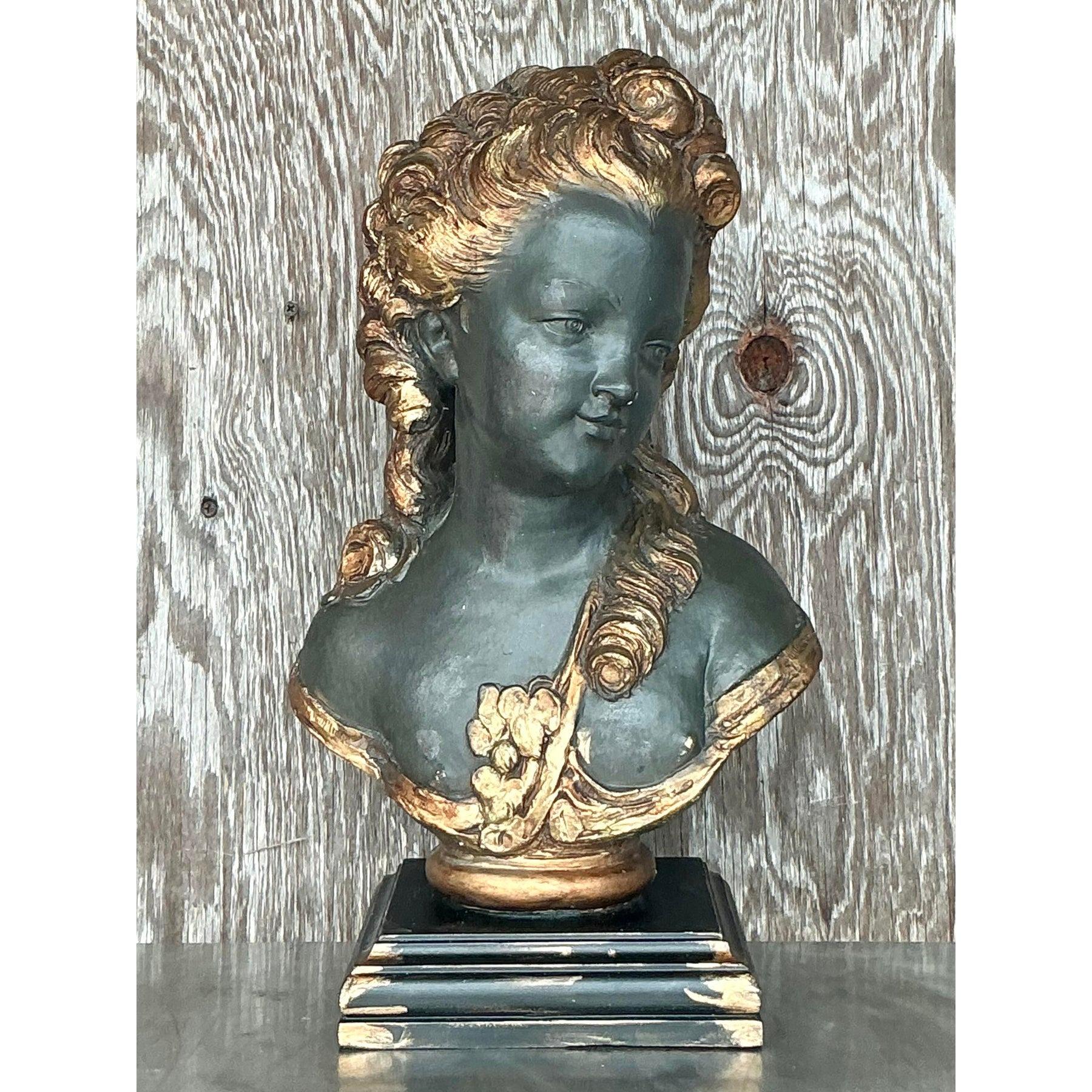 Busto di donna in gesso policromato d'epoca Regency in vendita 4