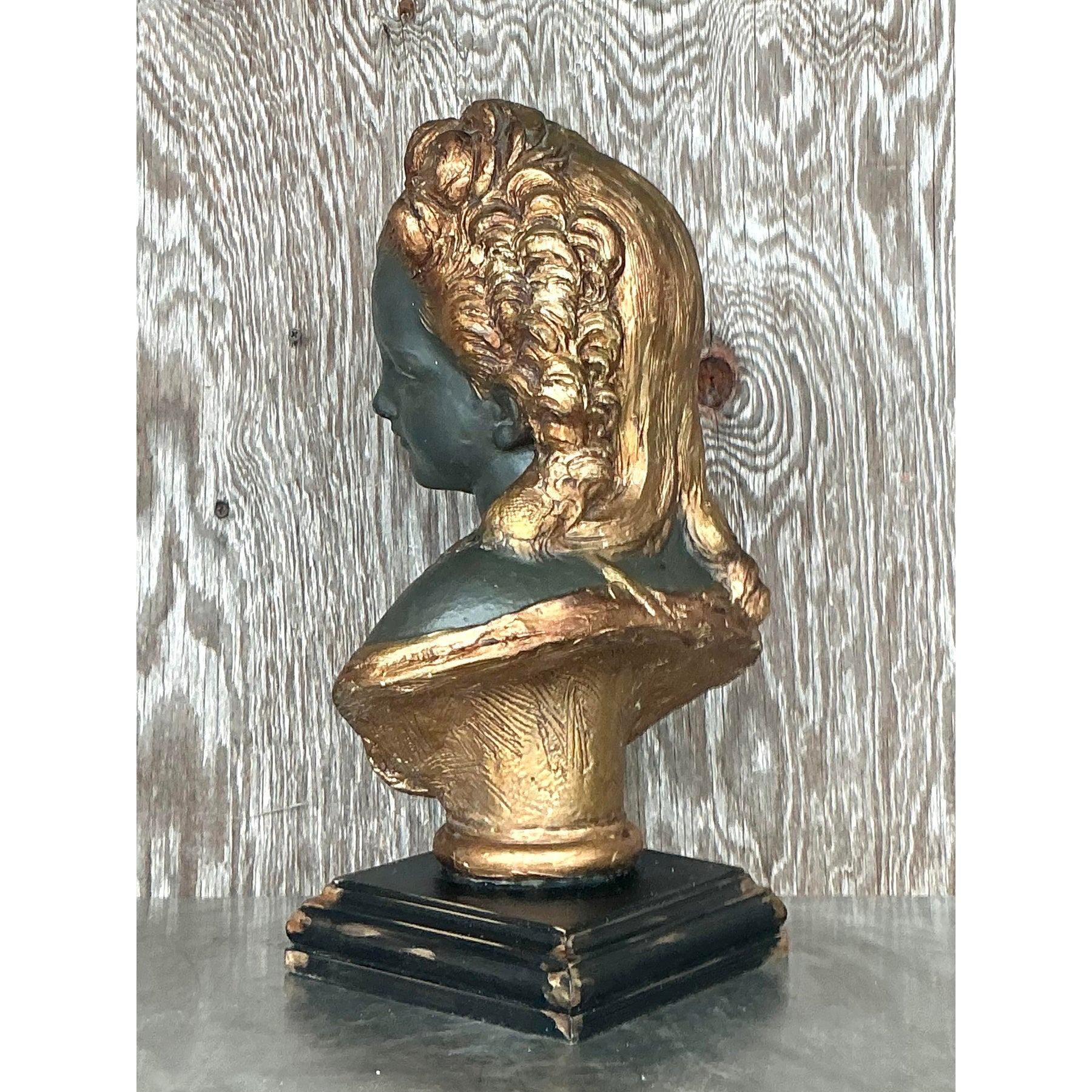 Busto di donna in gesso policromato d'epoca Regency in vendita 5