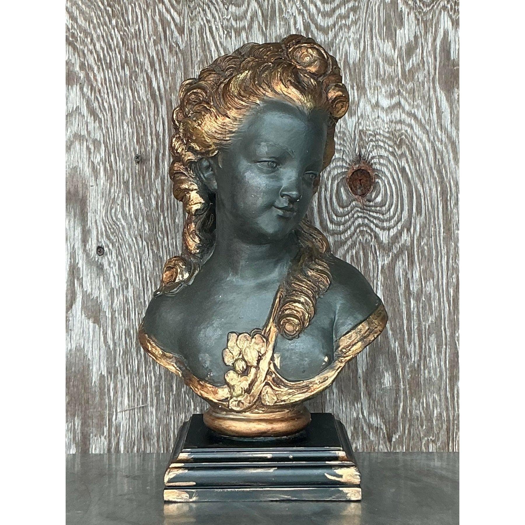 Busto di donna in gesso policromato d'epoca Regency In condizioni buone in vendita a west palm beach, FL