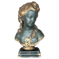 Antique Regency Polychromed Plaster Bust of Woman