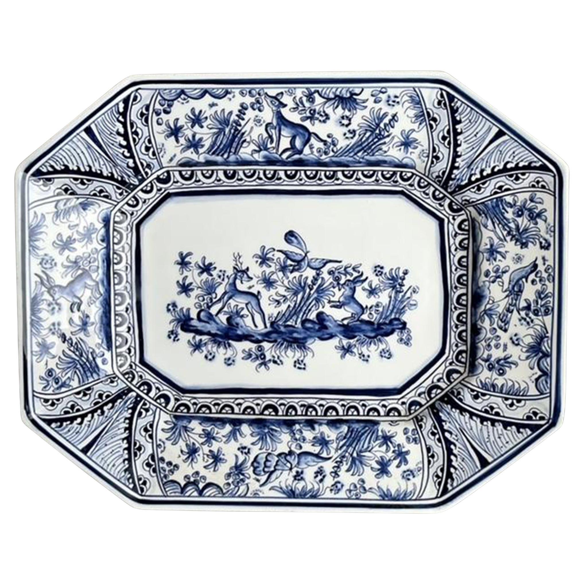 Piatto vintage Regency portoghese dipinto a mano