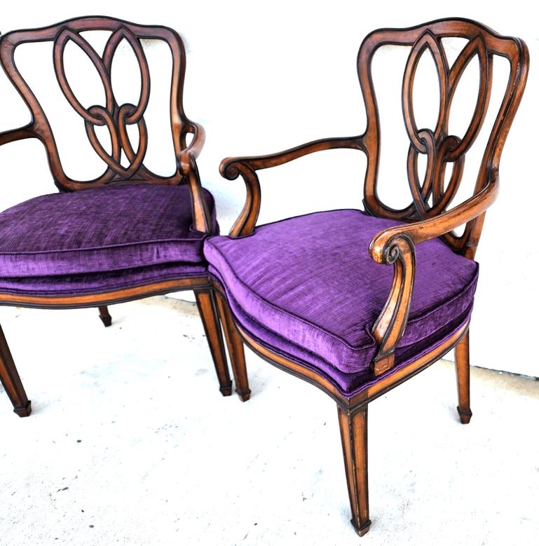 Offering One Of Our Recent Palm Beach Estate Fine Furniture Acquisitions Of A
Pair of Vintage Regency Accent dining armchairs with solid wood frames and new upholstery

Approximate Measurements in Inches
38